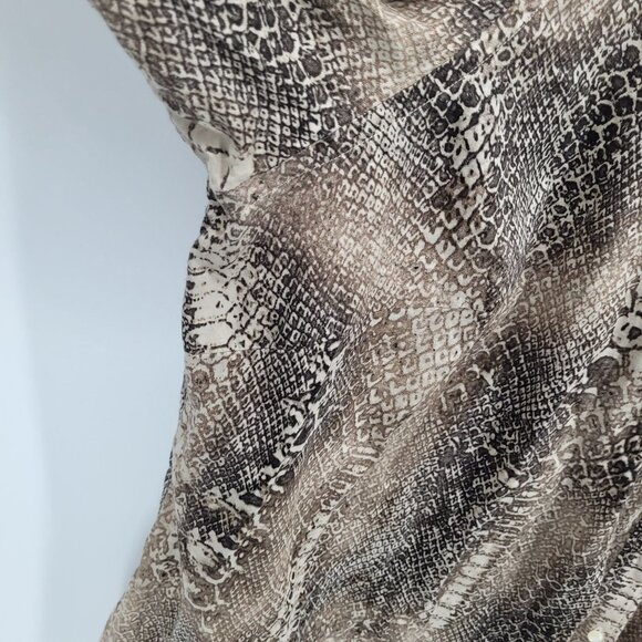 Lauren Ralph Lauren Womens 3X cream brown snake croc print button up blouse - Picture 3 of 8